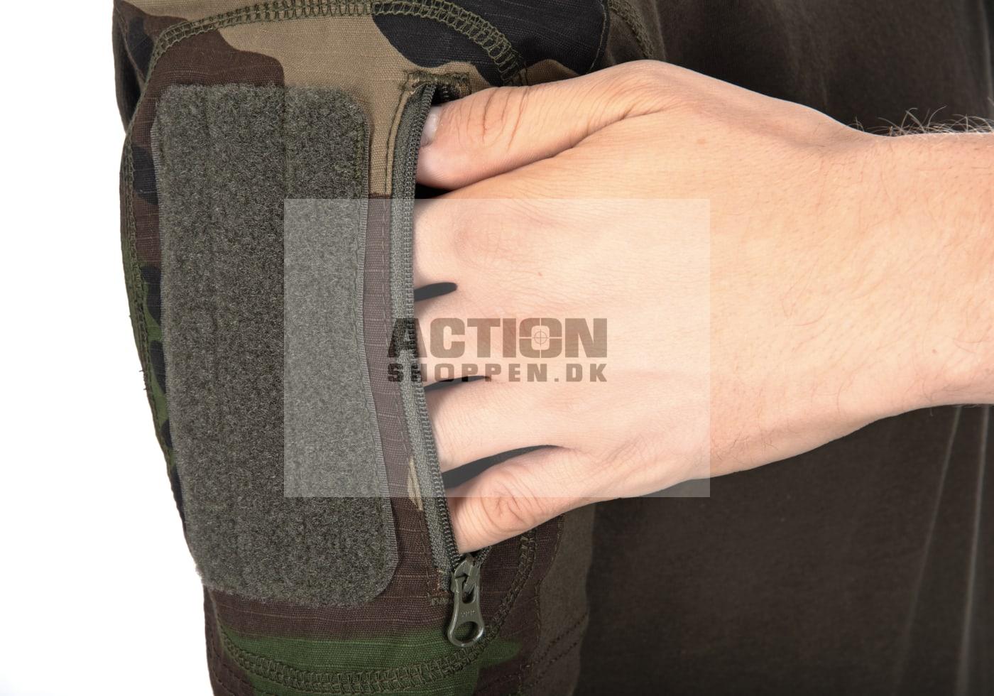 Invader Gear - Combat Shirt Kort ærme, Woodland, str. S - XXL