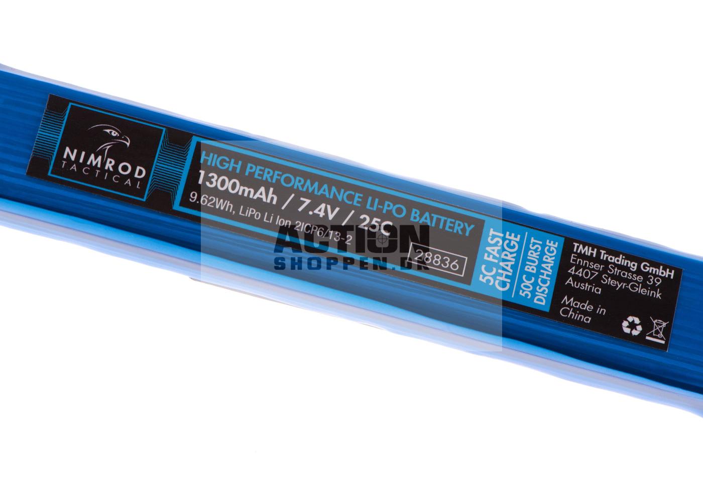 Li-Po 7,4V 1300mAh, 25C, Stang Batteri 3