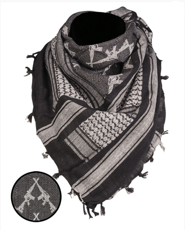 Halstørklæde ′SHEMAGH′ 110X110CM, RIFLES Sort/Hvid 1