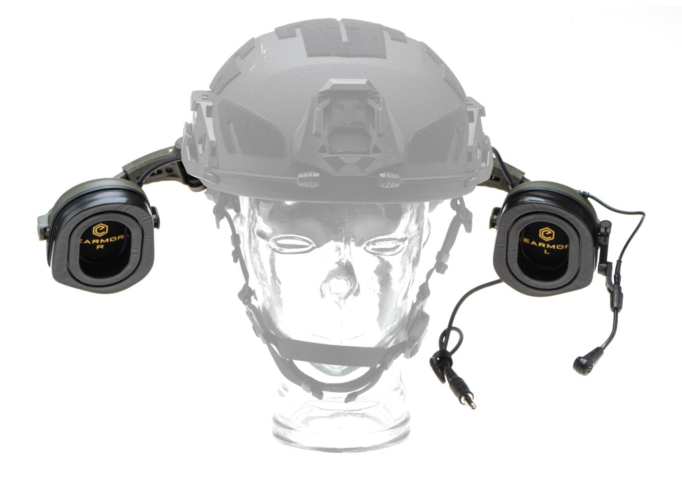 EARMOR - M32X Plus høreværnsæt til ARC hjelmskinner, Grøn