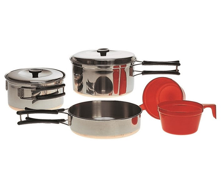 Gryde pandesæt i rustfrit stål, til 2 person 1