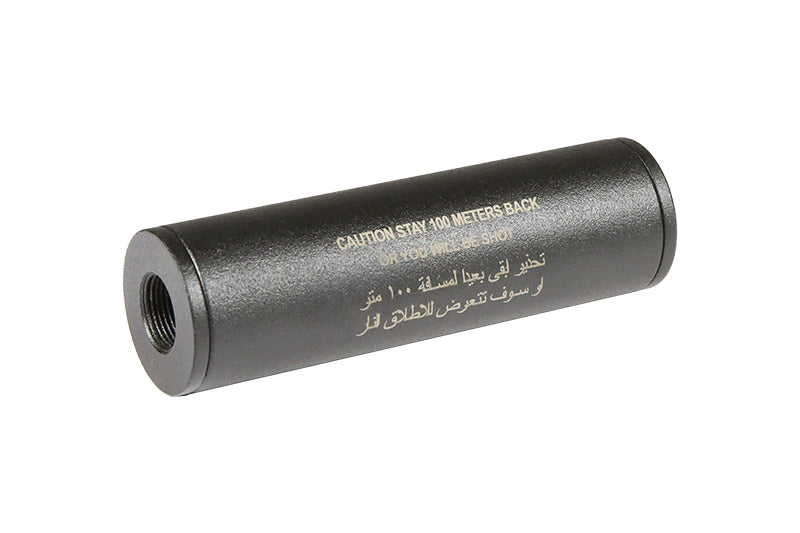 Lyddæmper, "Stay 100 meters back" 100mm x 30 mm - 14mm CW/CCW 1