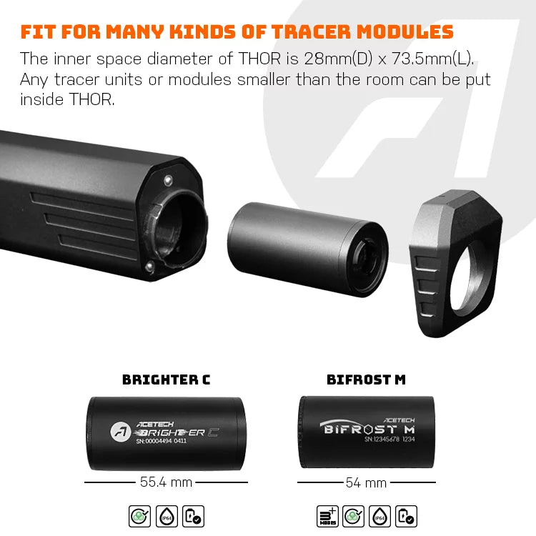 Acetech - THOR QD Tracer Unit With Bifrost M for Krytac Kriss Vector, Sort 6