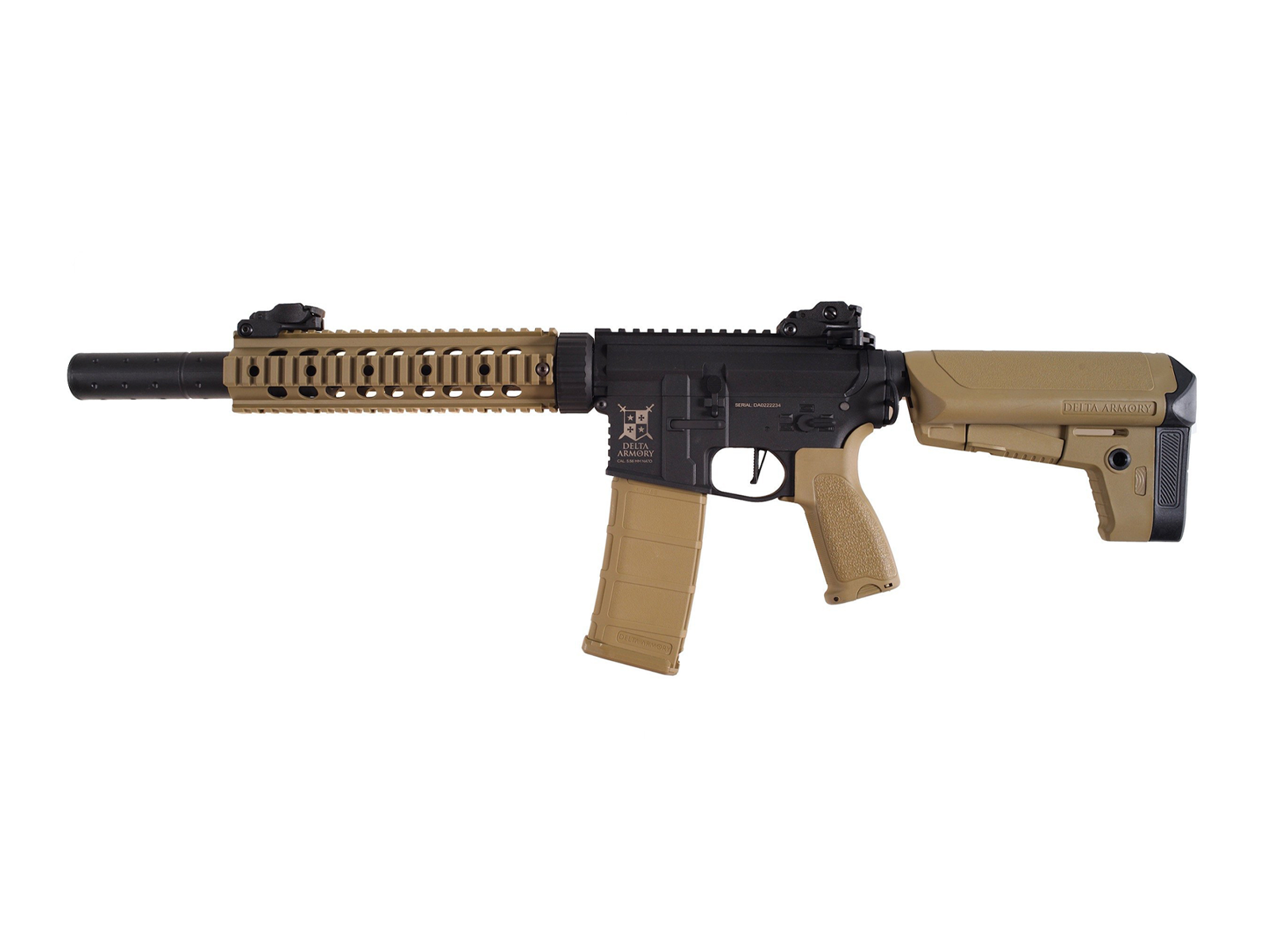 Delta Armory - M4 AR15 SilentOps 9” Charlie, SportLine, Sort/Tan