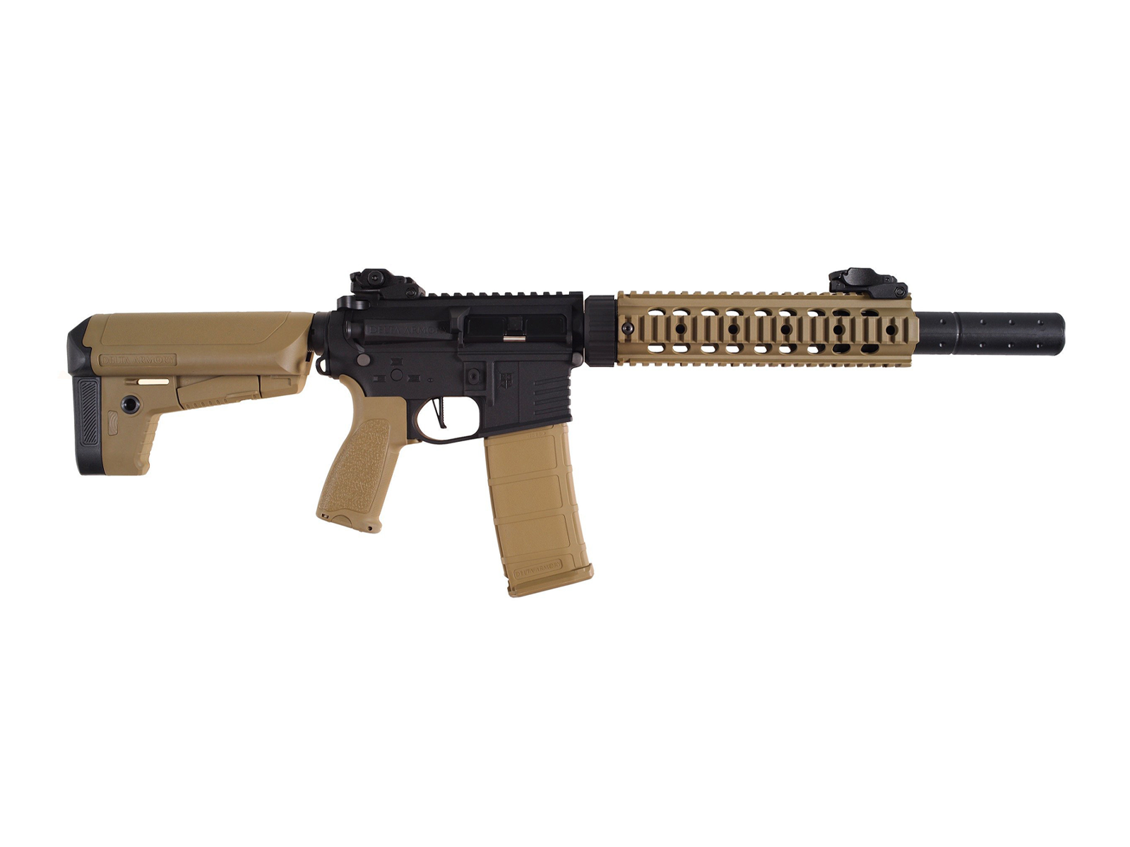 Delta Armory - M4 AR15 SilentOps 9” Charlie, SportLine, Sort/Tan