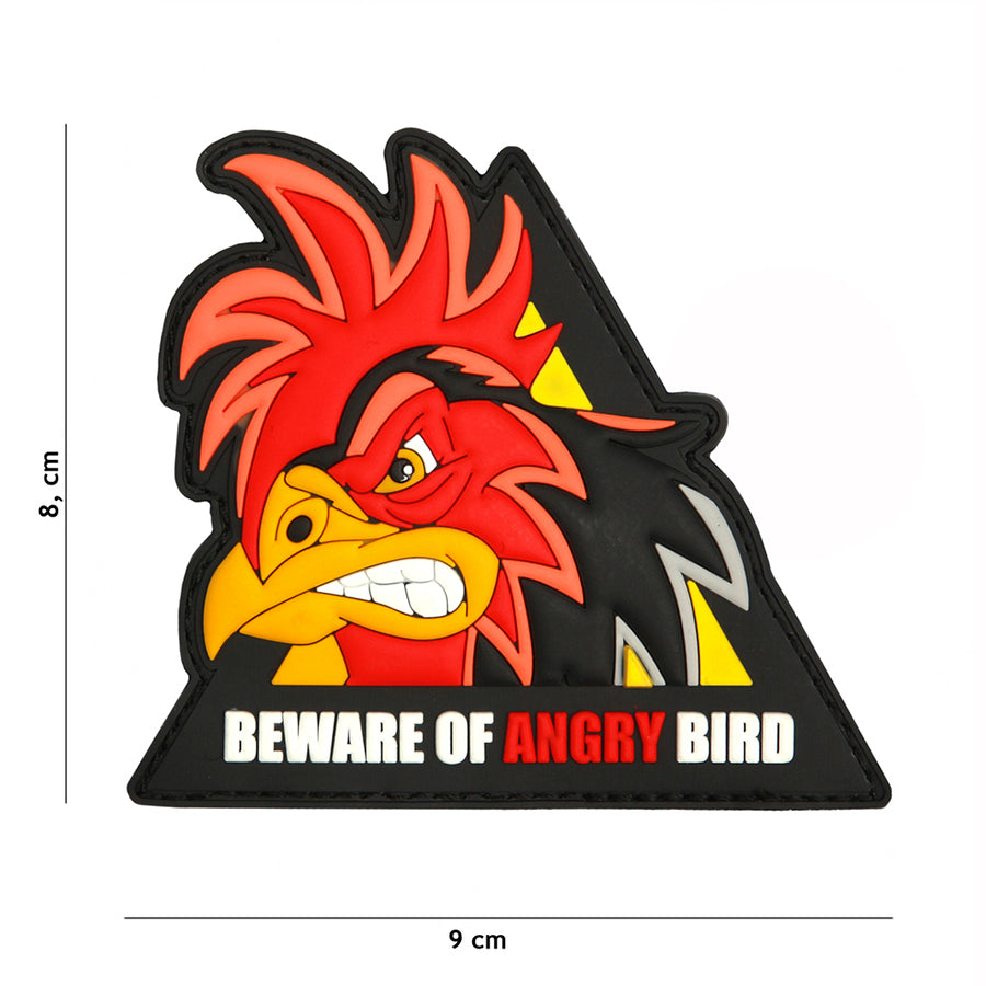 Patch - 3D PVC beware of angry bird driehoek 1