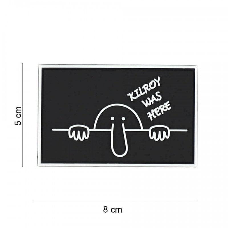 Patch - 3D PVC Kilroy was here zwart 1