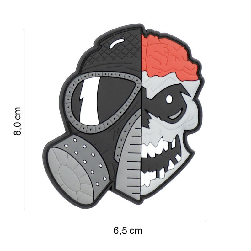 Patch - 3D PVC skull with brains and gasmask 1
