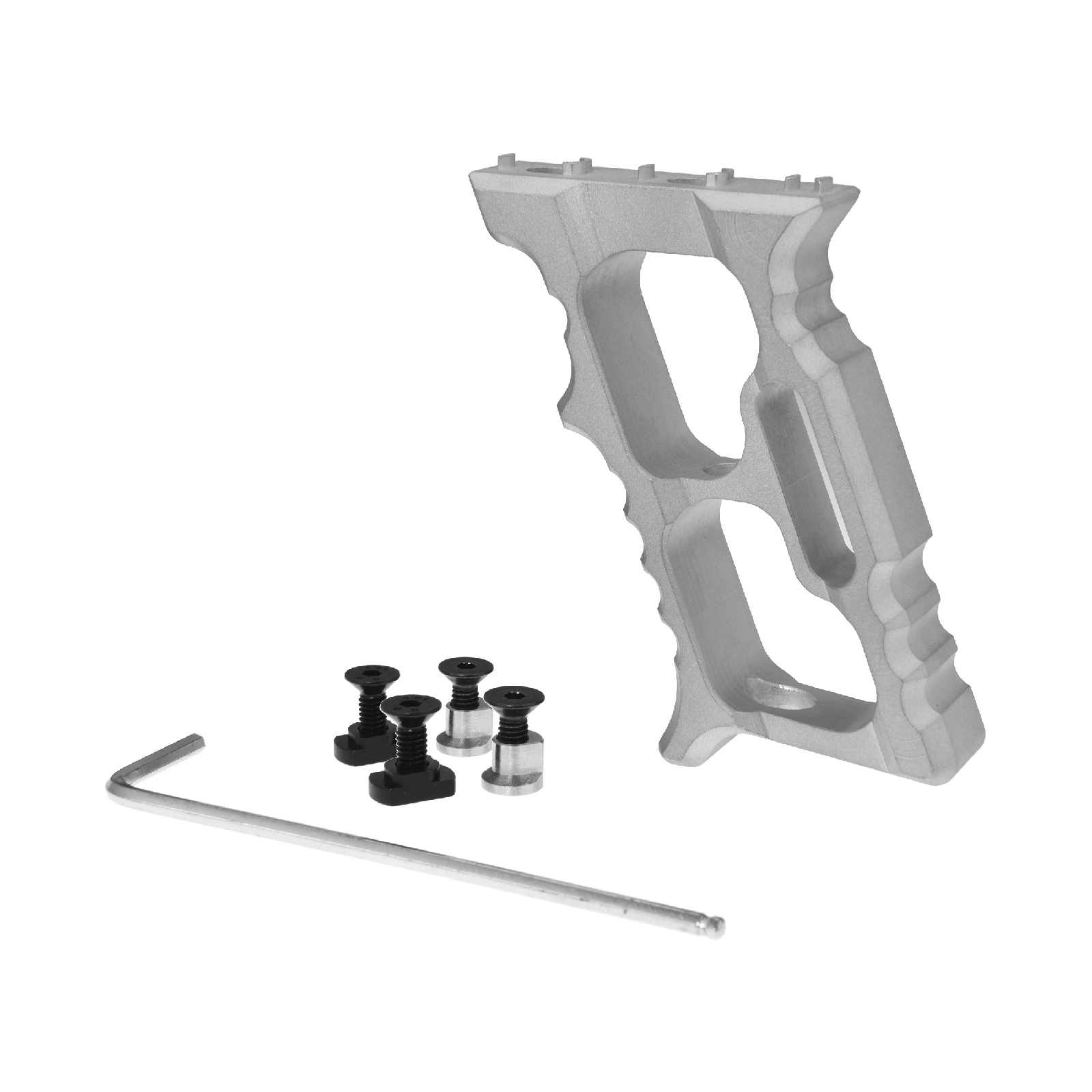 JJ airsoft TD Minivert Grip, M-LOK & keymod, Sølv 2