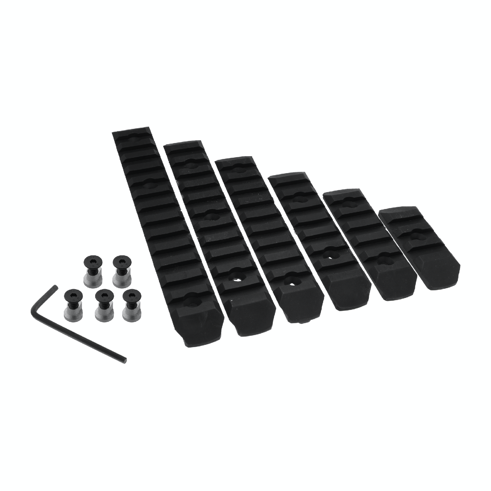 JJ airsoft Keymod Polymer Rail Set 6 stk, Sort 1