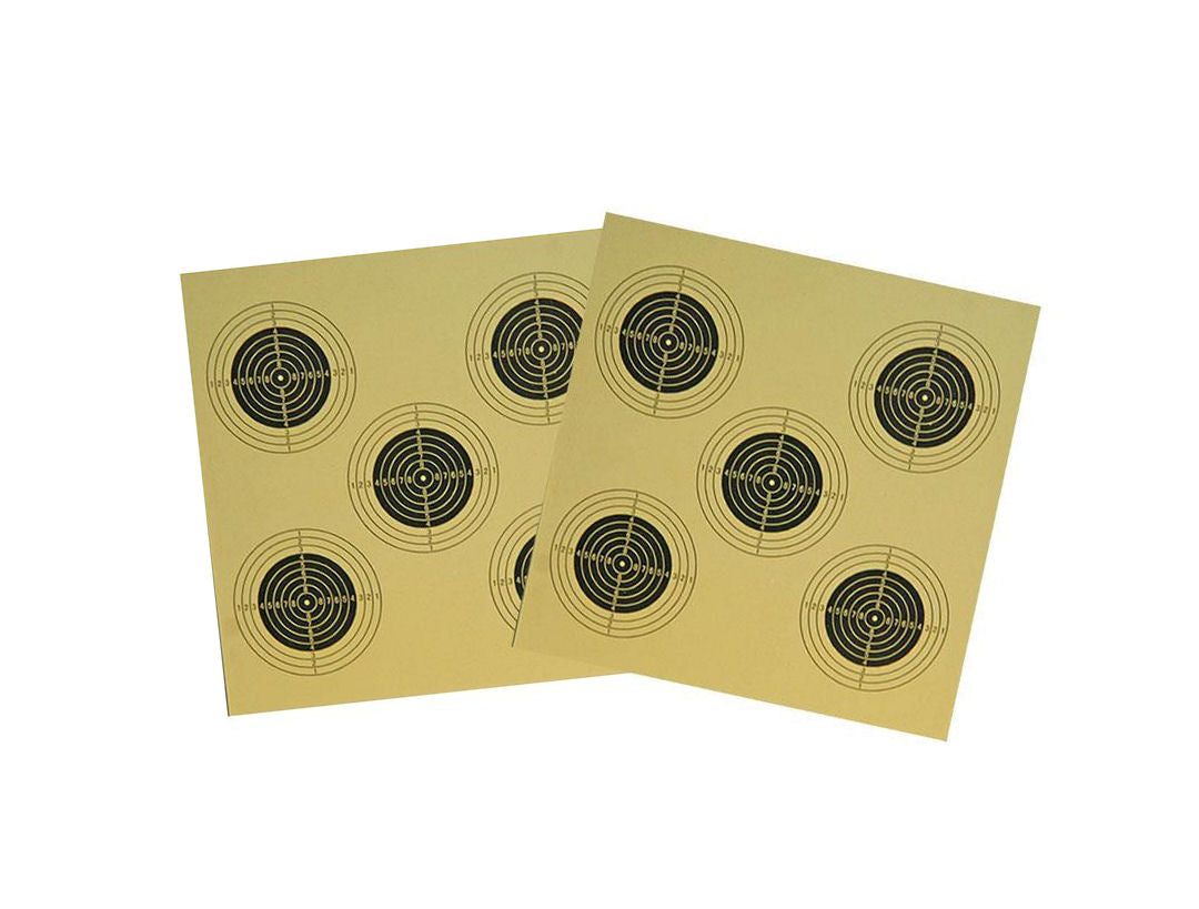 Skydeskiver 100 stk. med 5 mål, til skydekasser 14x14 cm 1