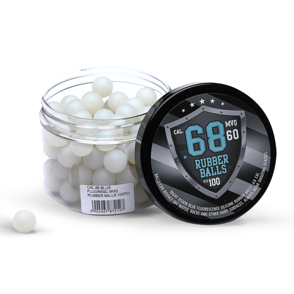 Selvlysende Blå Gummikugler, Cal 68" 100 Stk 1