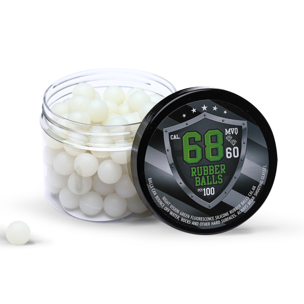 Selvlysende Grøn Gummikugler, Cal 68" 100 Stk, 1