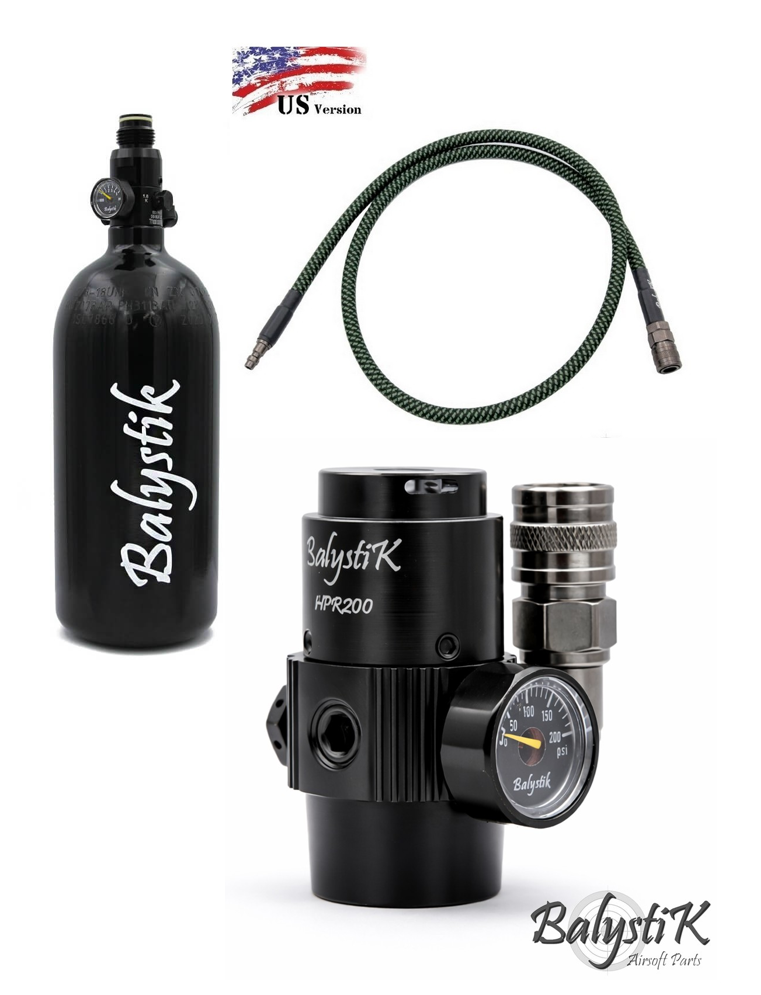 Balystik - HPR200 HPA Regulator, Tank 0,8L & Premium HPA slange, US