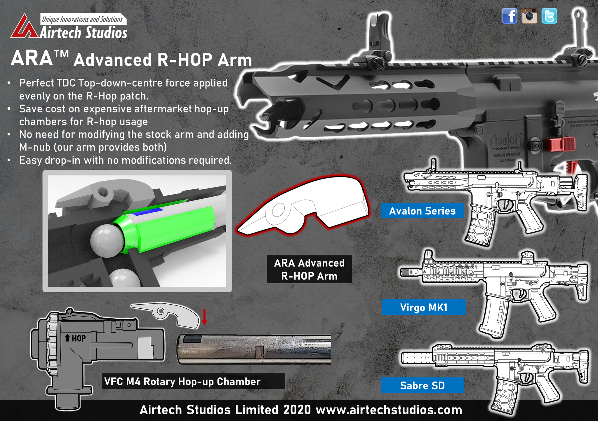 Airtech Studios - VFC M4 Hop-up kammer - Modified R-HOP Arm 1