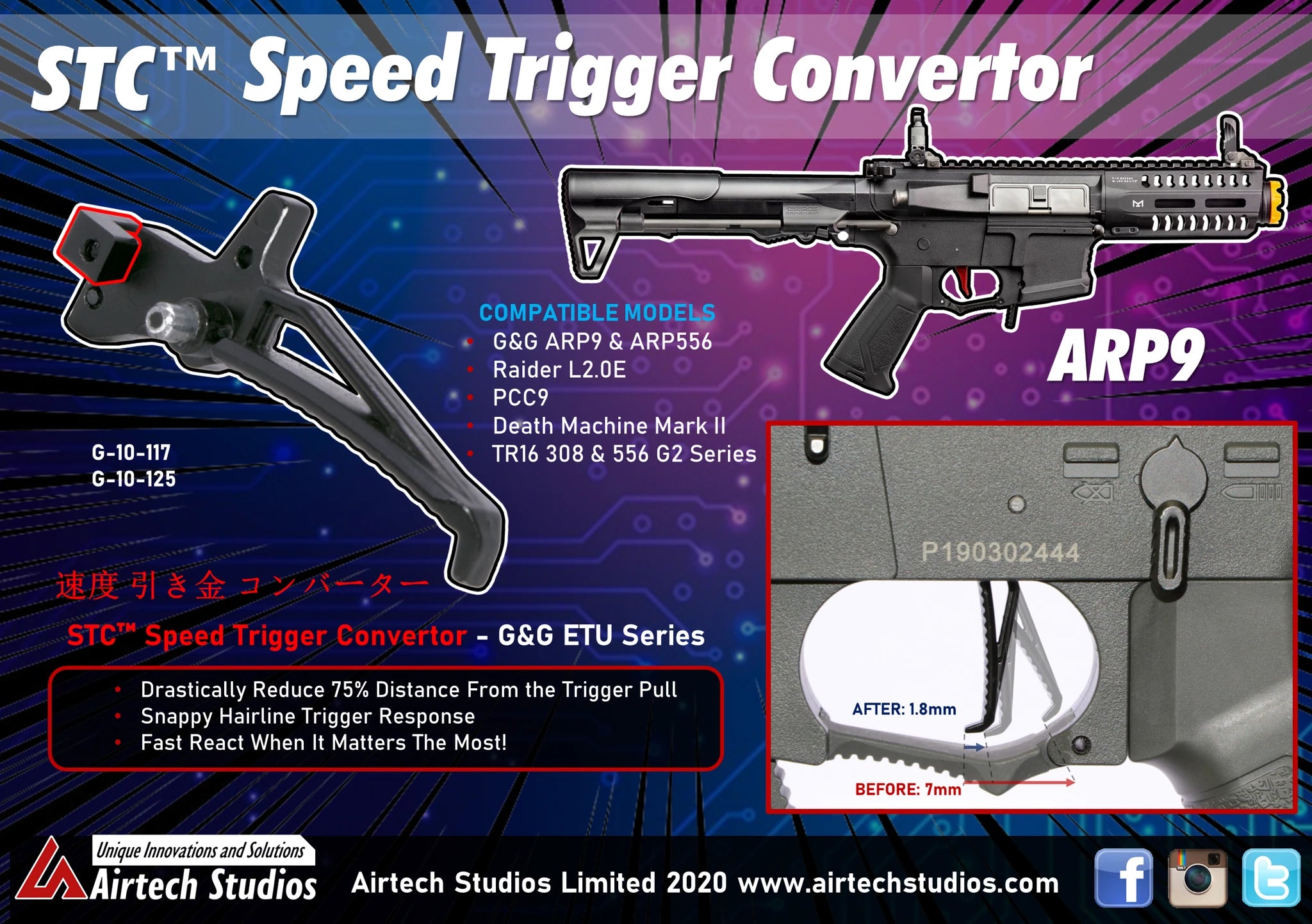 Airtech Studios - Speed Trigger Converter, STCÂ - G&G ARP9 & all CM16 / TR16 ETU Series 1