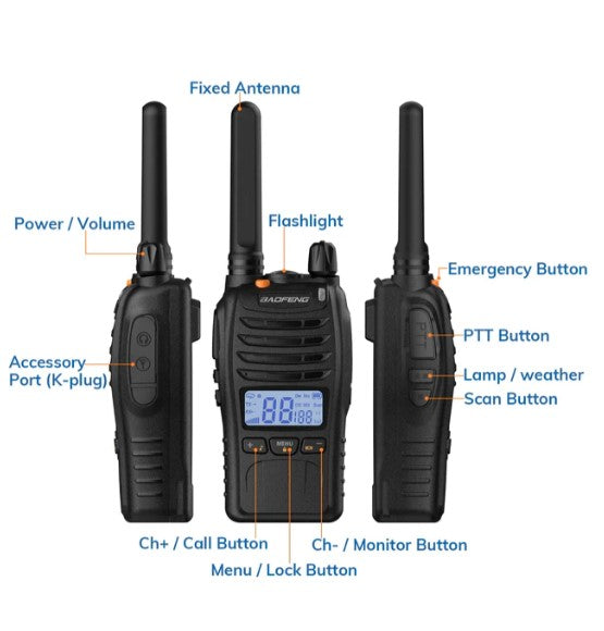 Baofeng Radio BF-88ST Pro FRS/PMR. 2W/0.5W (2 stk i en pakke) 3