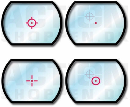 Dot sigte 5 x rød/grøn, 4 forskellige prikker. 2