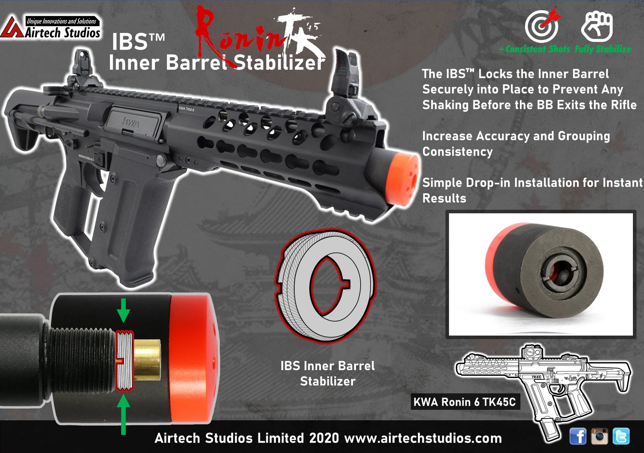 Airtech Studios - KWA Ronin 6 PDW & TK45 IBS inderløb Løbsstabilisator 1