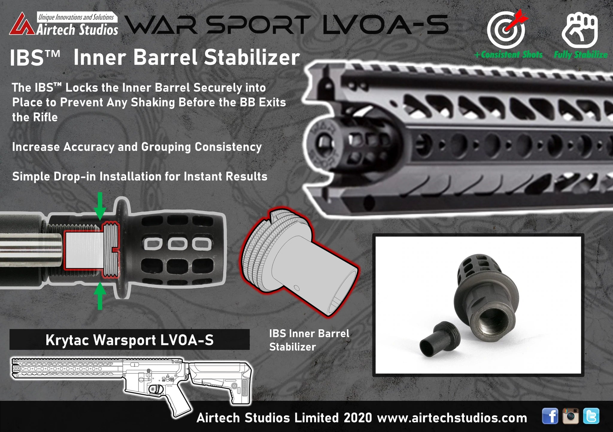 Airtech Studios - Krytac LVOA-S Warsport IBS inderløb Løbsstabilisator 1