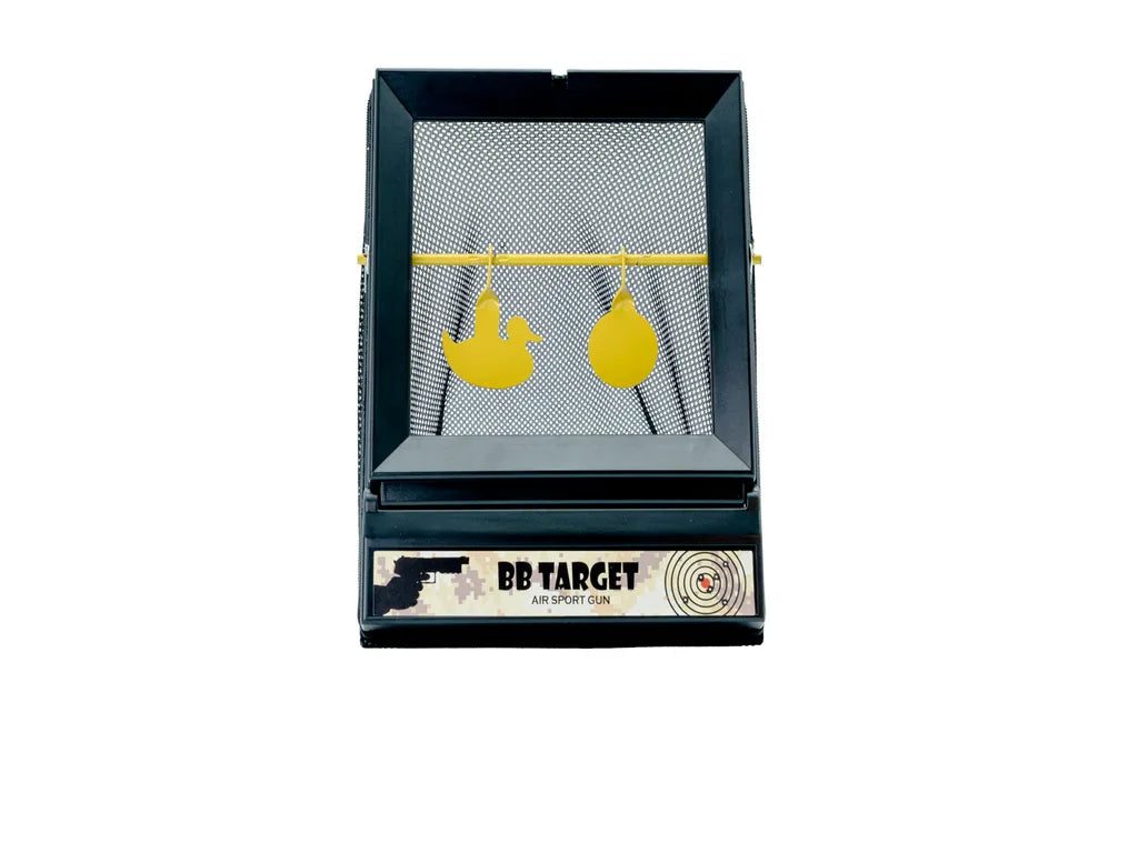 Skydemål & BB-fælde, 17x17cm, med 2 metalspinnere 1