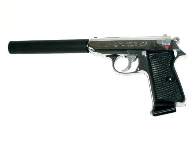 Maruzen - PPK/S Sølv med lyddæmper, GBB - Gas. 1