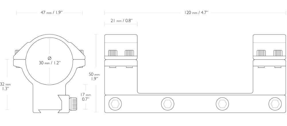 Hawke Match mount one-piece 30mm Bromontage høj 2