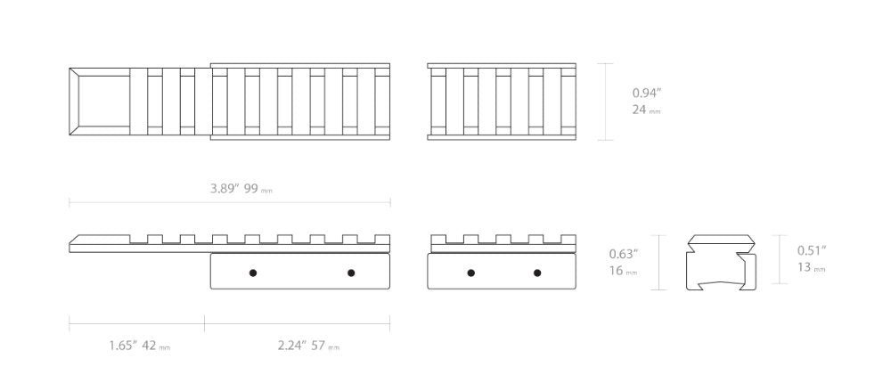 Hawke Match picatinny 2 delt 11 mm/152 mm Montage Skinne 2