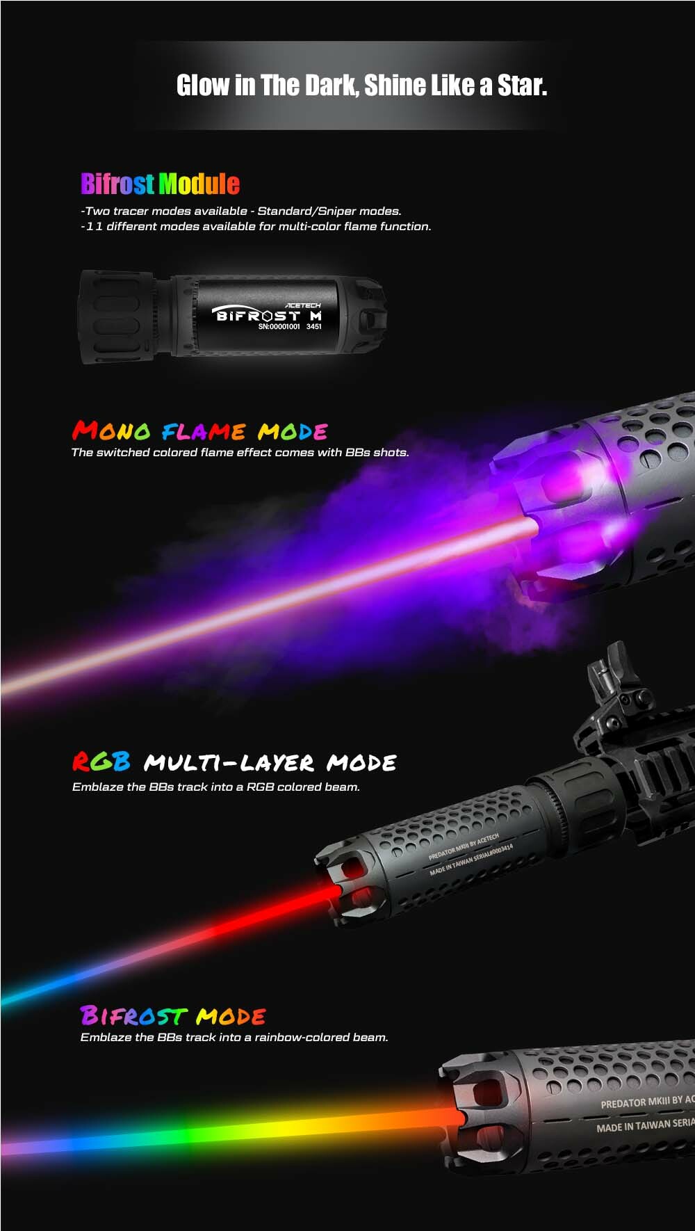 Acetech - Predator MKIII Tracer Unit With Bifrost M 14mm CCW, sort 9