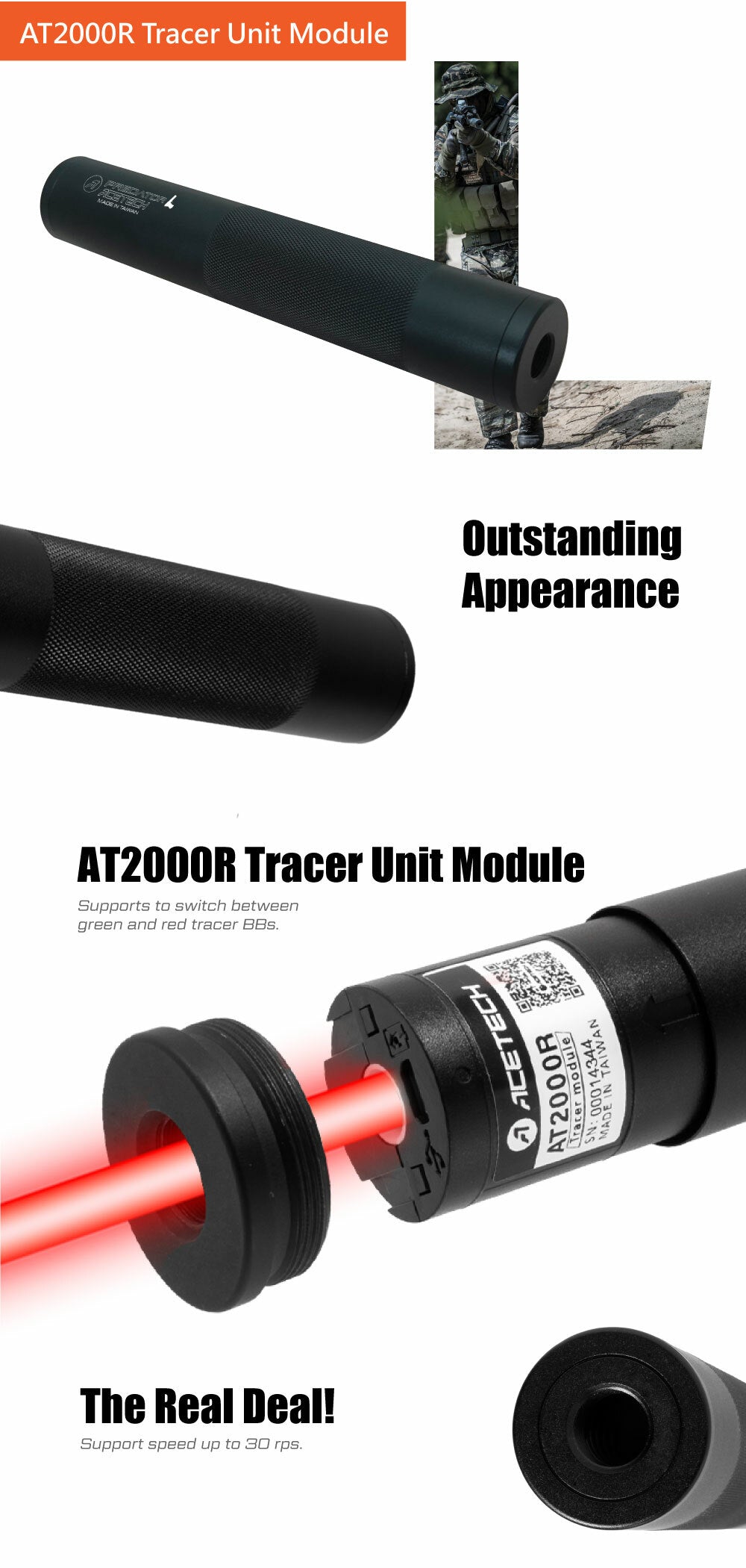 Acetech - Predator L Tracer Unit 14mm CCW/CW, sort 7