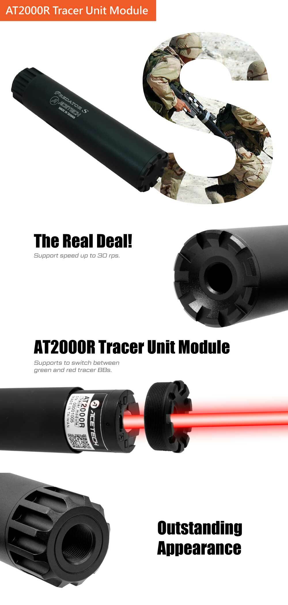 Acetech - Predator S Tracer Unit, 14mm CCW, sort 5