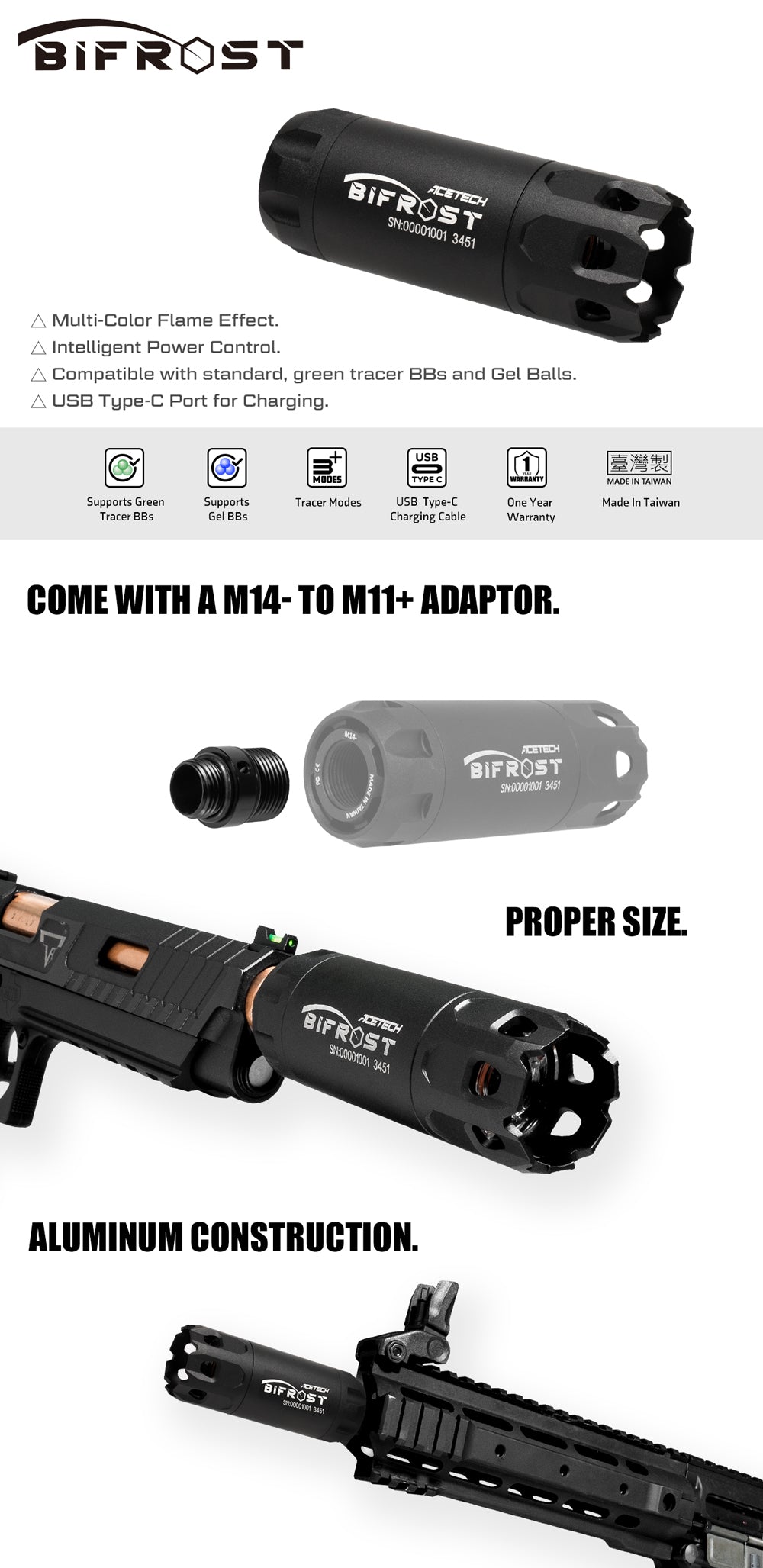 Acetech - Bifrost Tracer Unit 14mm CCW, sort 12
