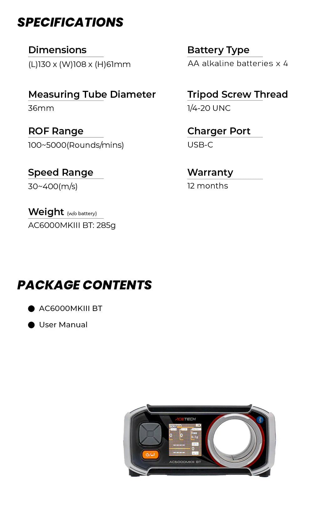 Acetech Chronograph AC6000 MKIII BT Bluetooth Version 6