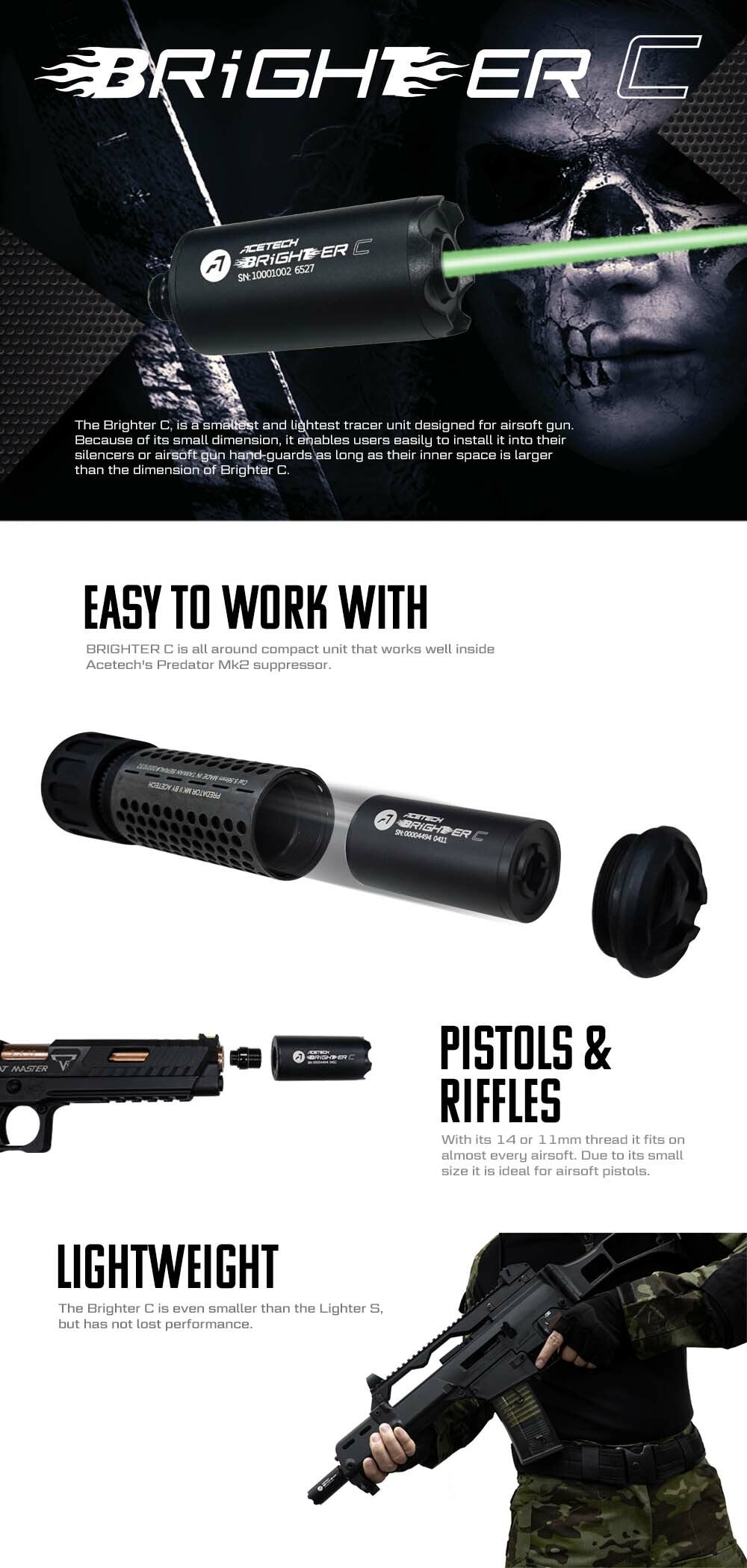 Acetech - Brighter C Tracer Unit 14mm CCW, sort 6