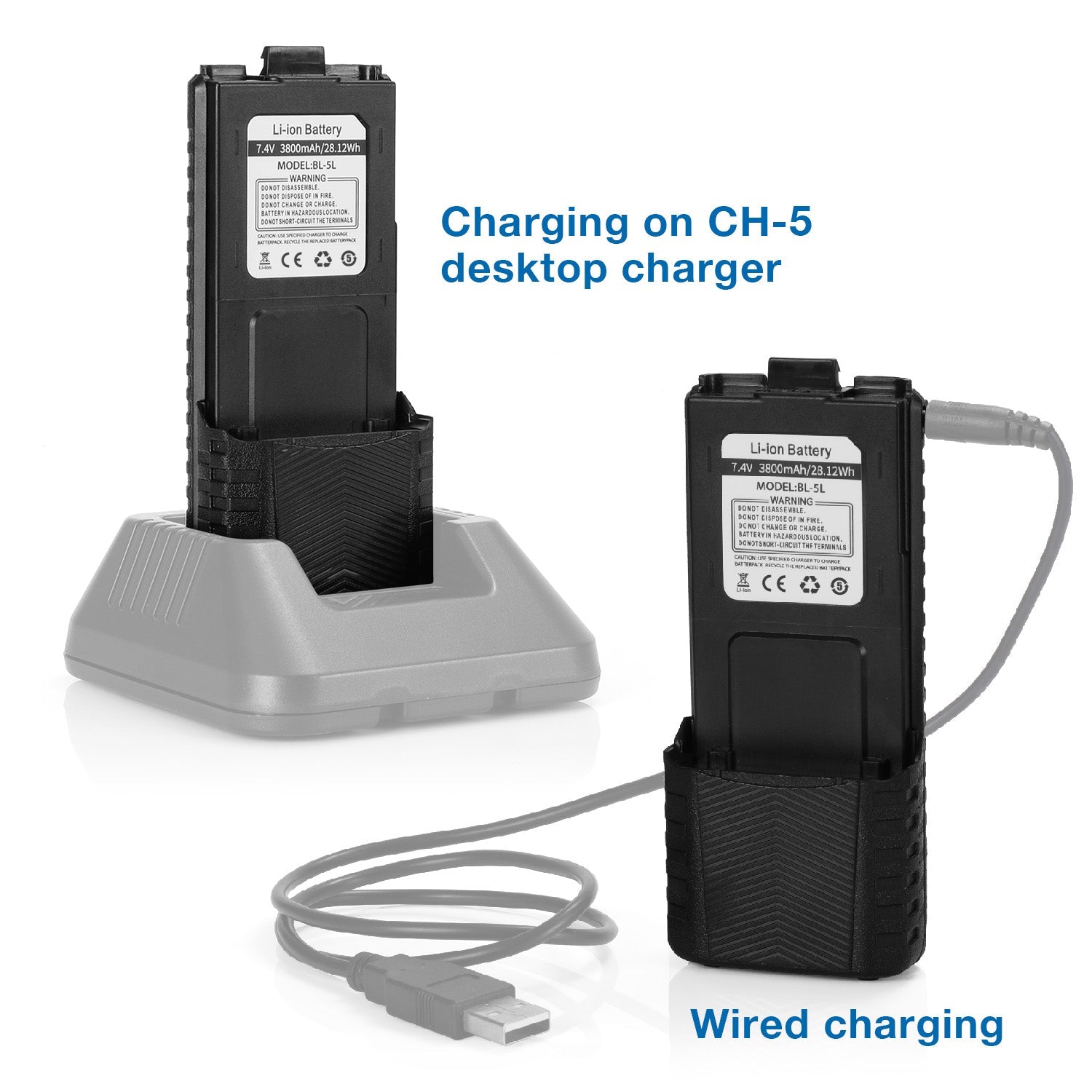 Batteri 3800mAh til Baofeng UV-5R Series / BF-F8HP 3