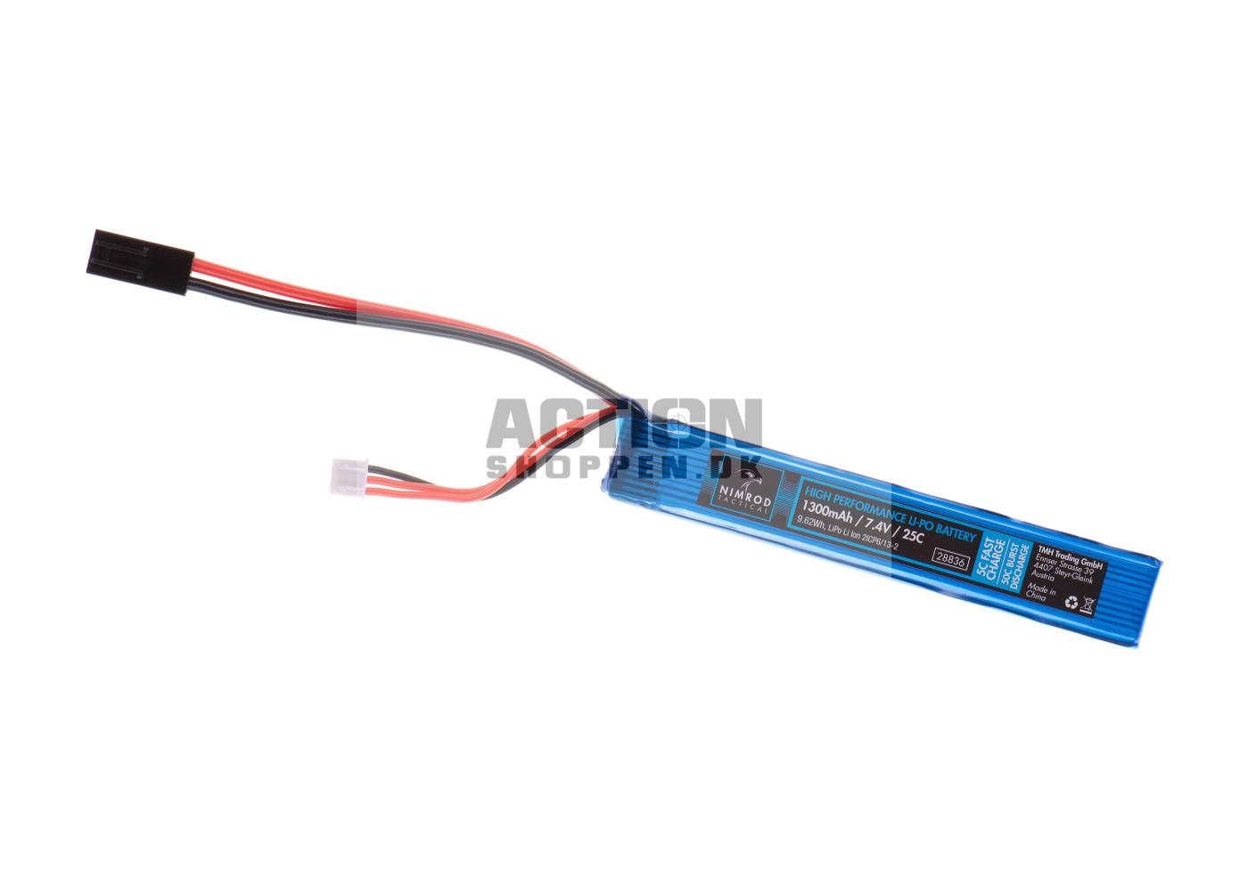 Li-Po 7,4V 1300mAh, 25C, Stang Batteri 1