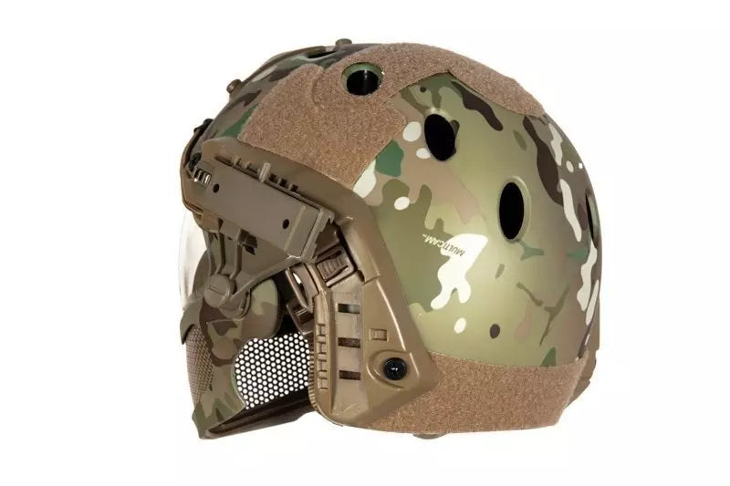 PJ Piloteer fast II hjelm med mask, MC 6