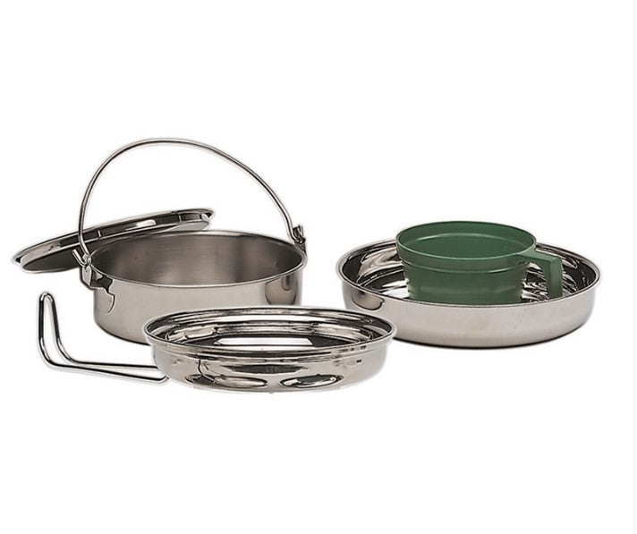 Gryde pandesæt i rustfrit stål, til 1 person 1