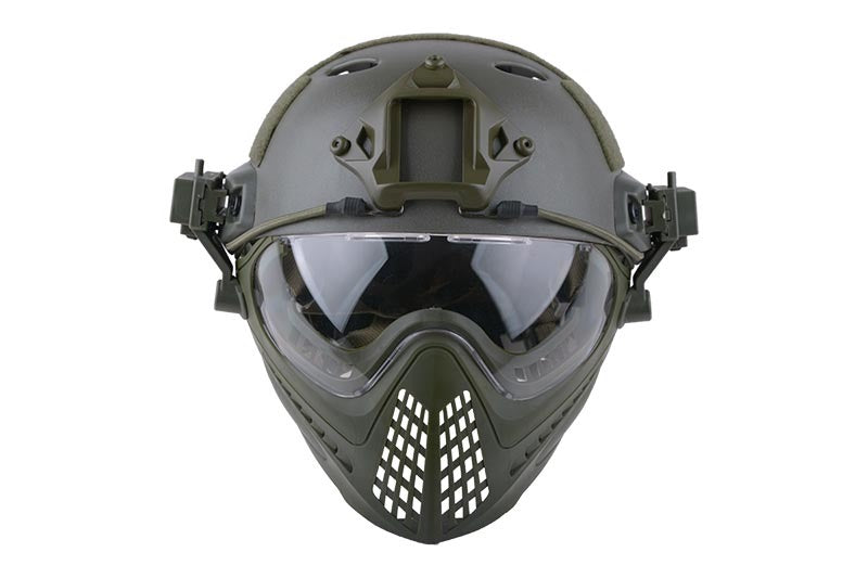 PJ Piloteer fast hjelm med mask, Olive 2