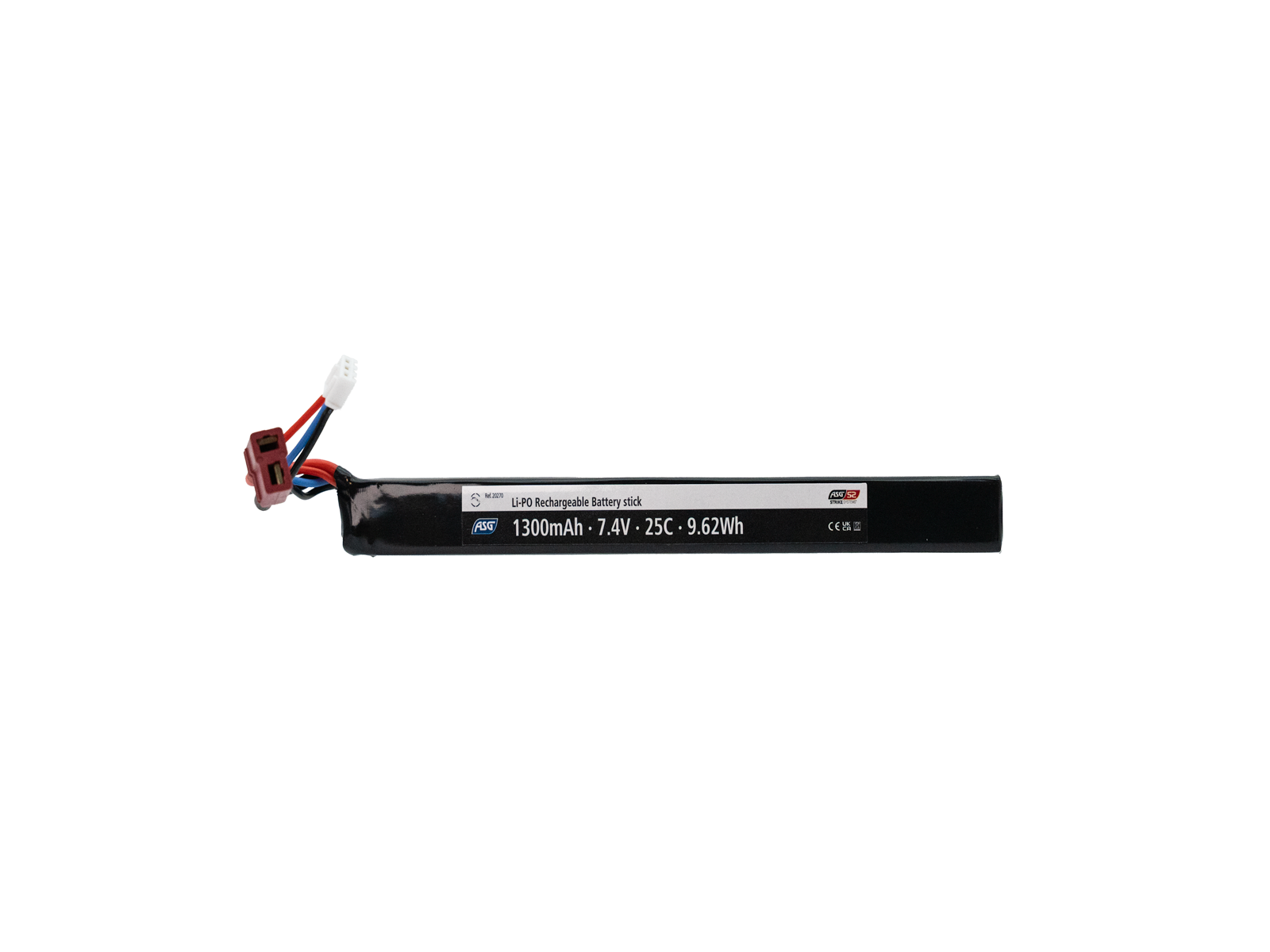 Li-Po 7,4V 1300mAh, 25C, stang, Batteri, T-Plug