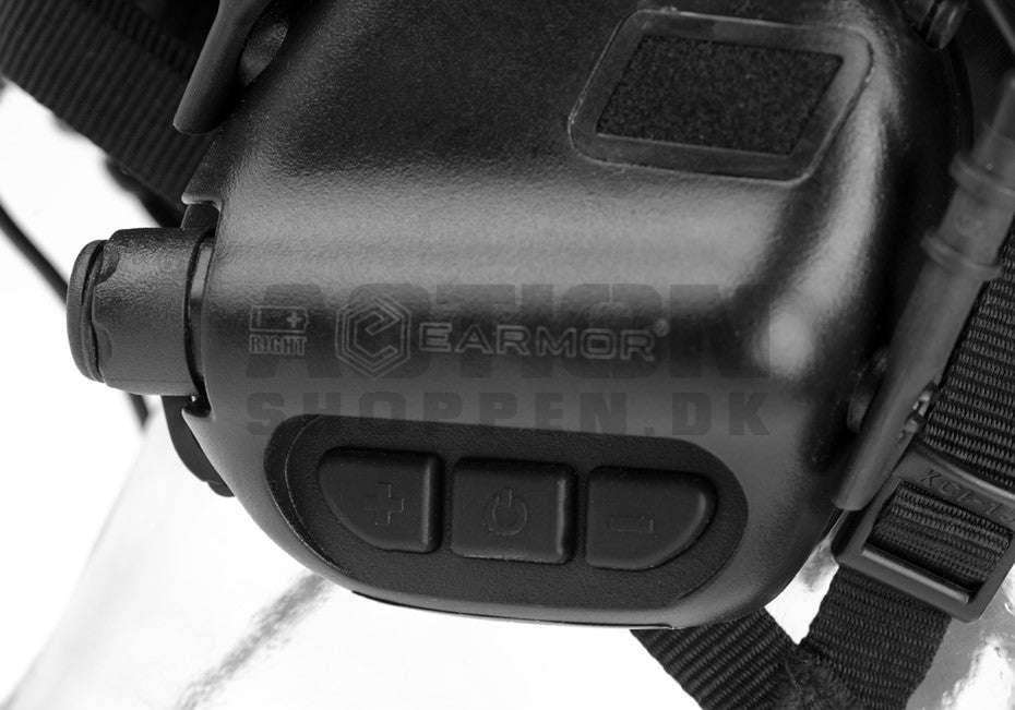 EARMOR - Taktisk headset "M32H MOD3" med hjelmadapter, Sort 4