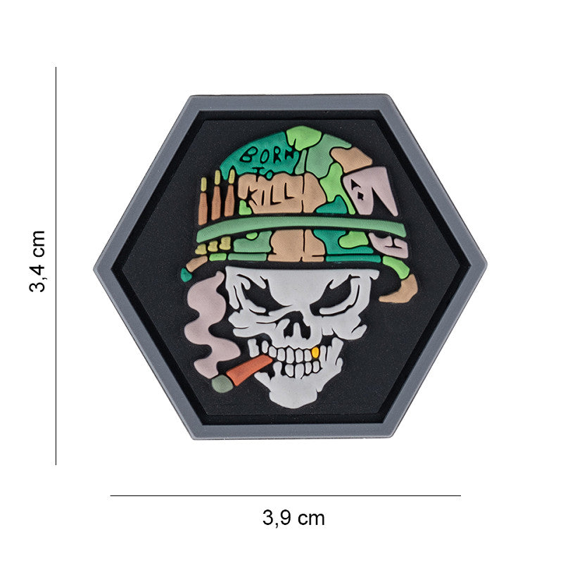 Patch - 3D PVC, Hexagon skull Vietnam ace