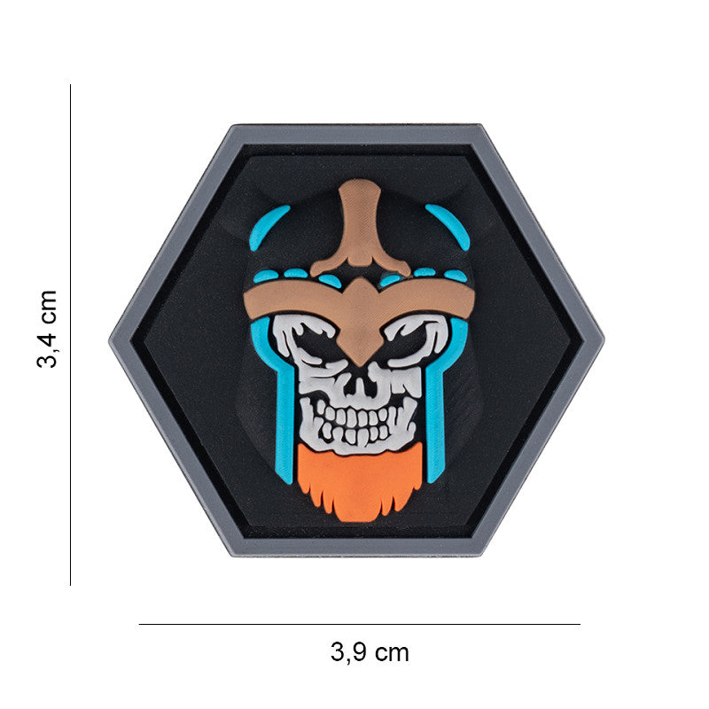Patch - 3D PVC, Hexagon skull viking