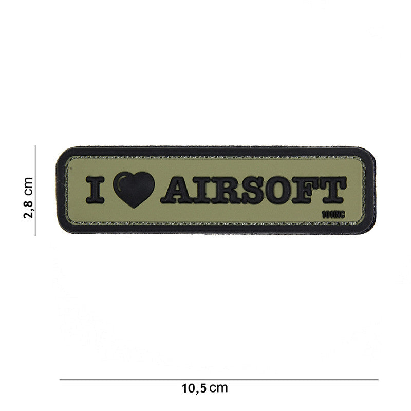 Patch - 3D PVC, I love Airsoft, Grøn