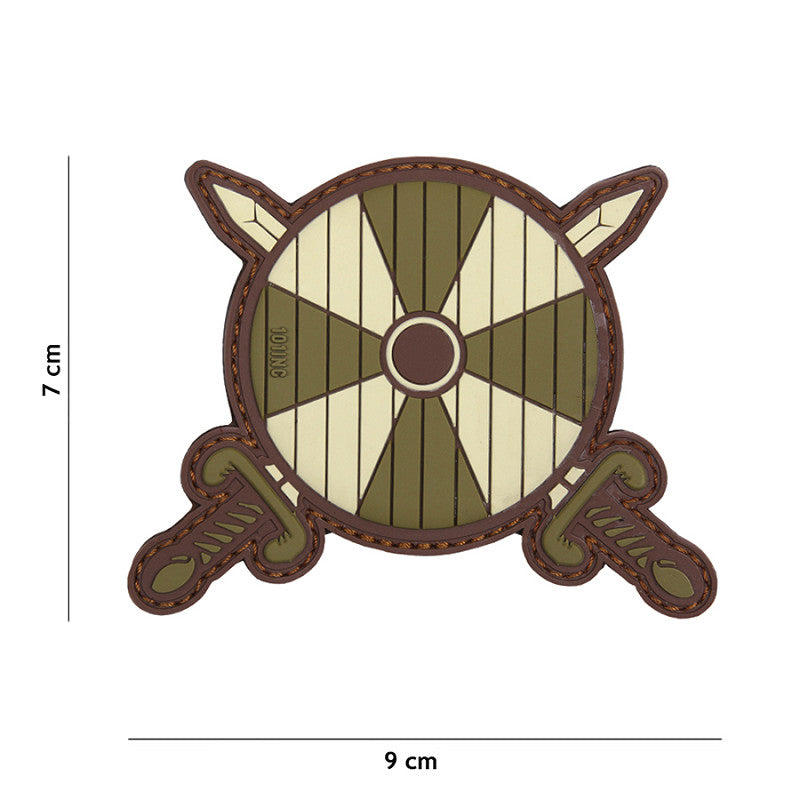 Patch - 3D PVC Viking shield + 2 swords green 1