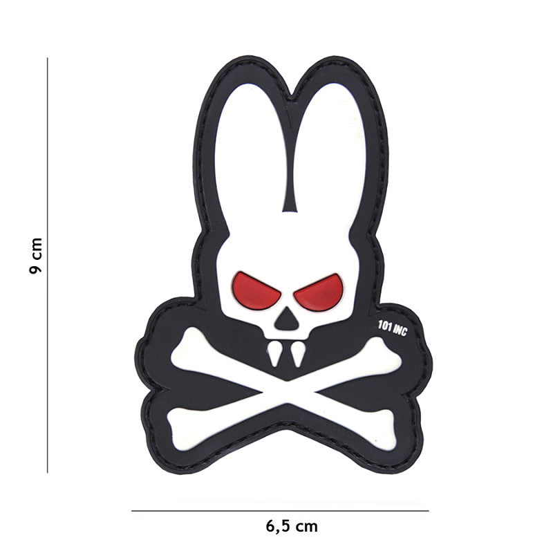 Patch - 3D PVC Skull bunny white 1