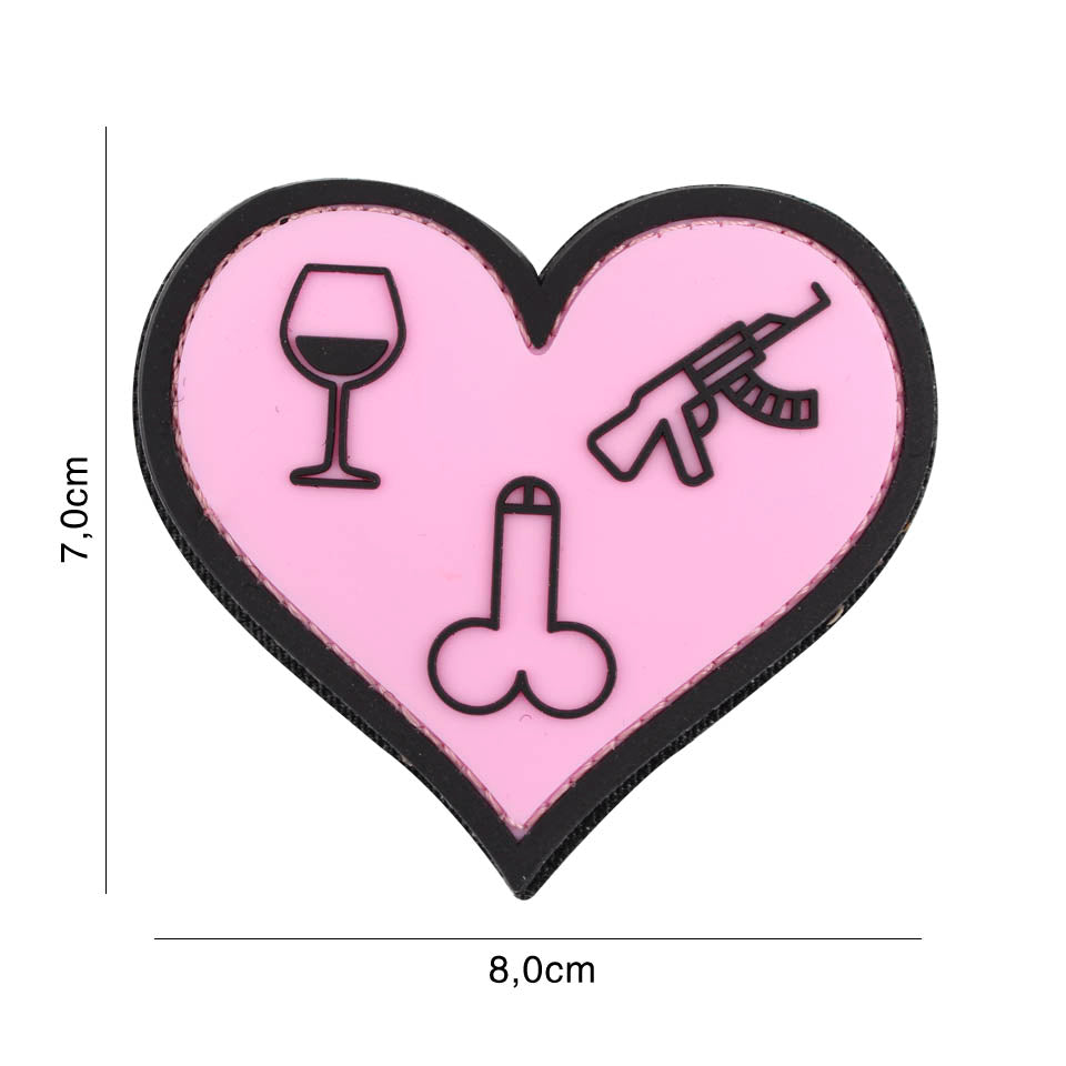 Patch - 3D PVC Love, wine, dicks and guns 1