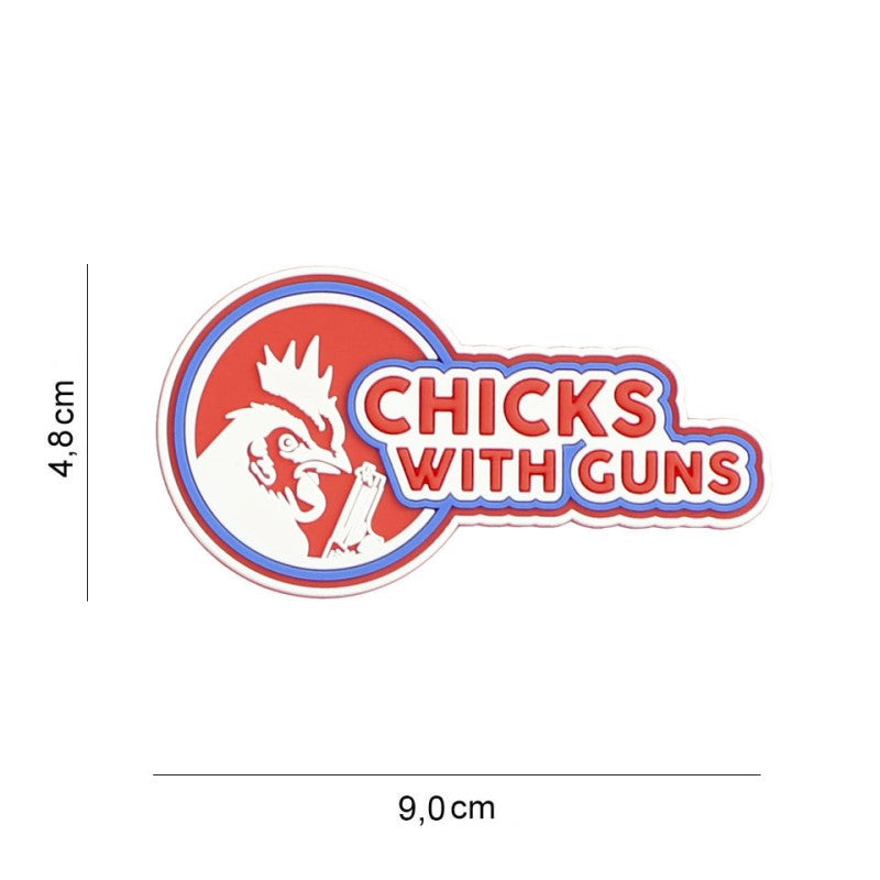 Patch - 3D PVC Chicks with guns rood 1