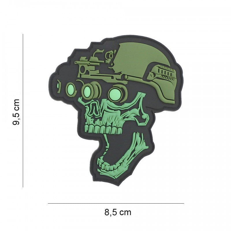 Patch - 3D PVC Night vision skull grøn 1