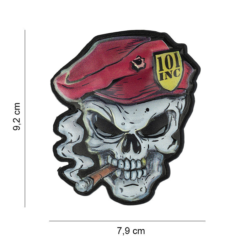 Patch - 3D PVC, UV Skull Red beret